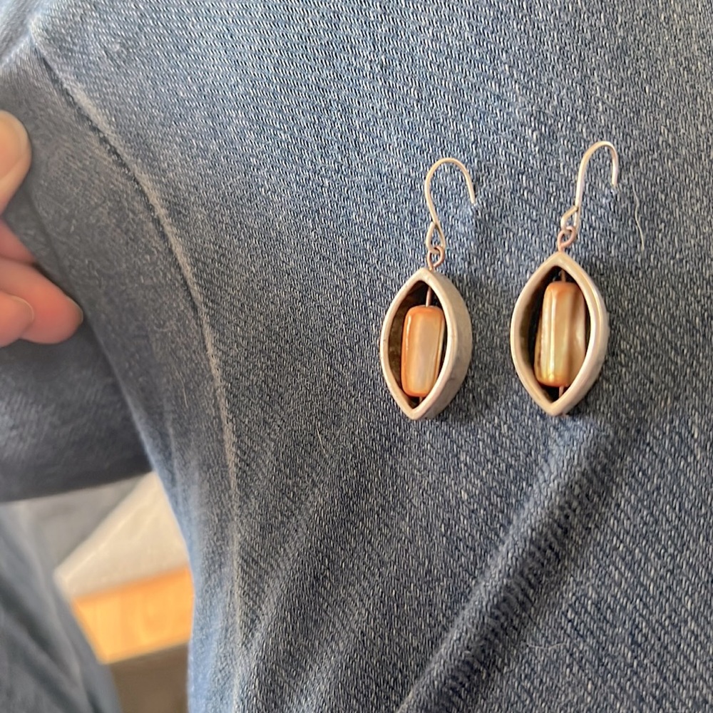 Chico’s Silver pierced Dangles stone in center